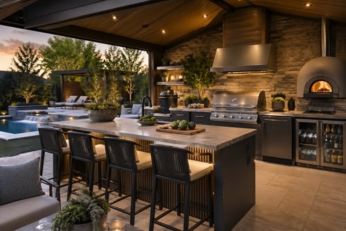 Outdoor kitchen with full culinary suite